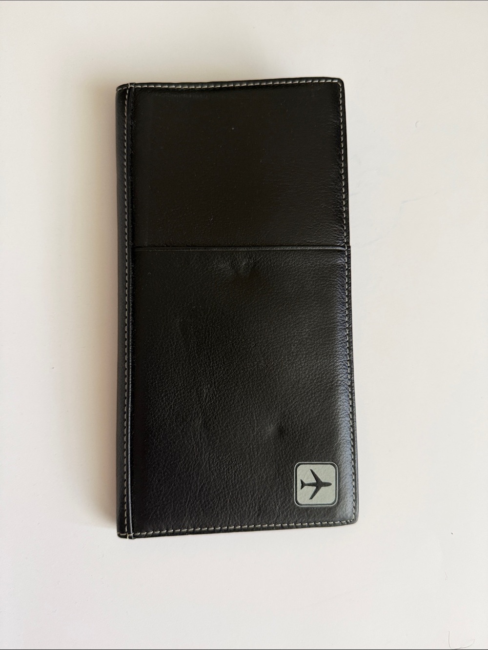 Black Travel Card & Key Organizer with Plane Emblem